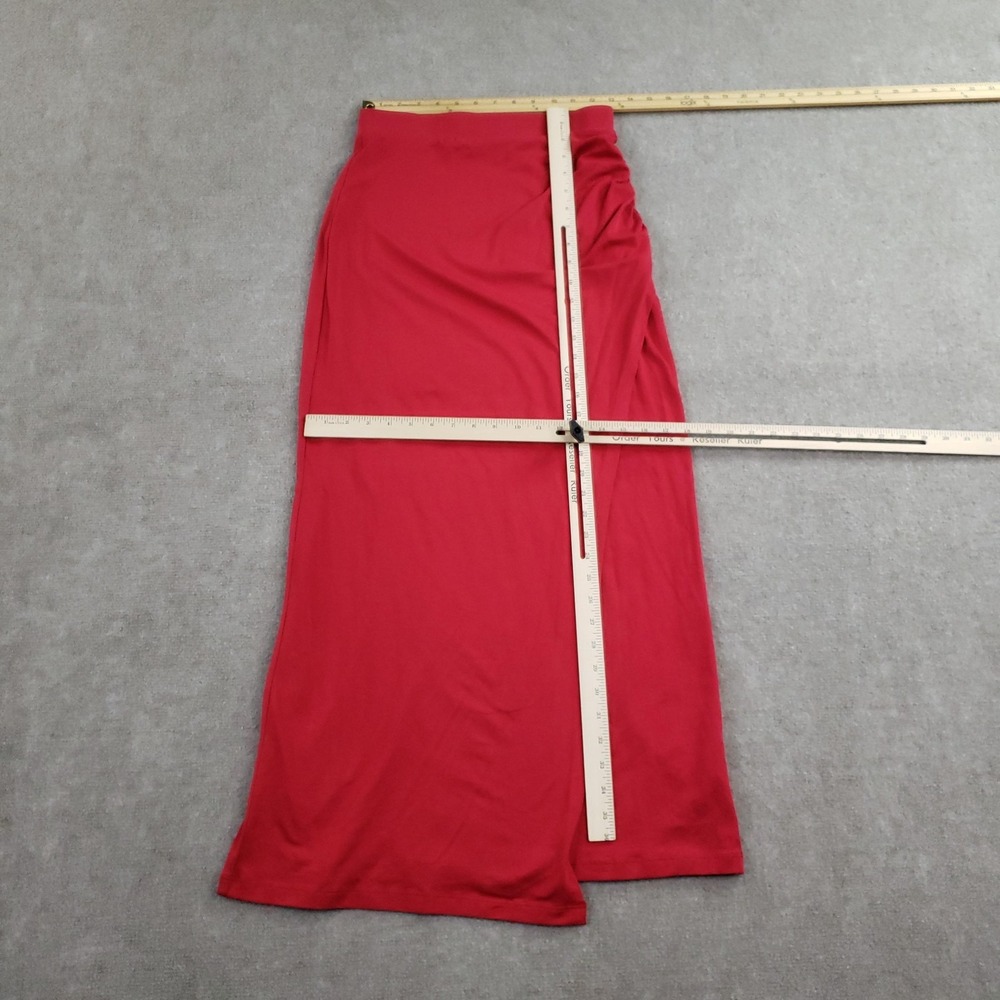 Peruvian Connection Skirt Womens‎ Small Red Pima Cotton Maxi Wrap Stretch - Picture 2 of 9